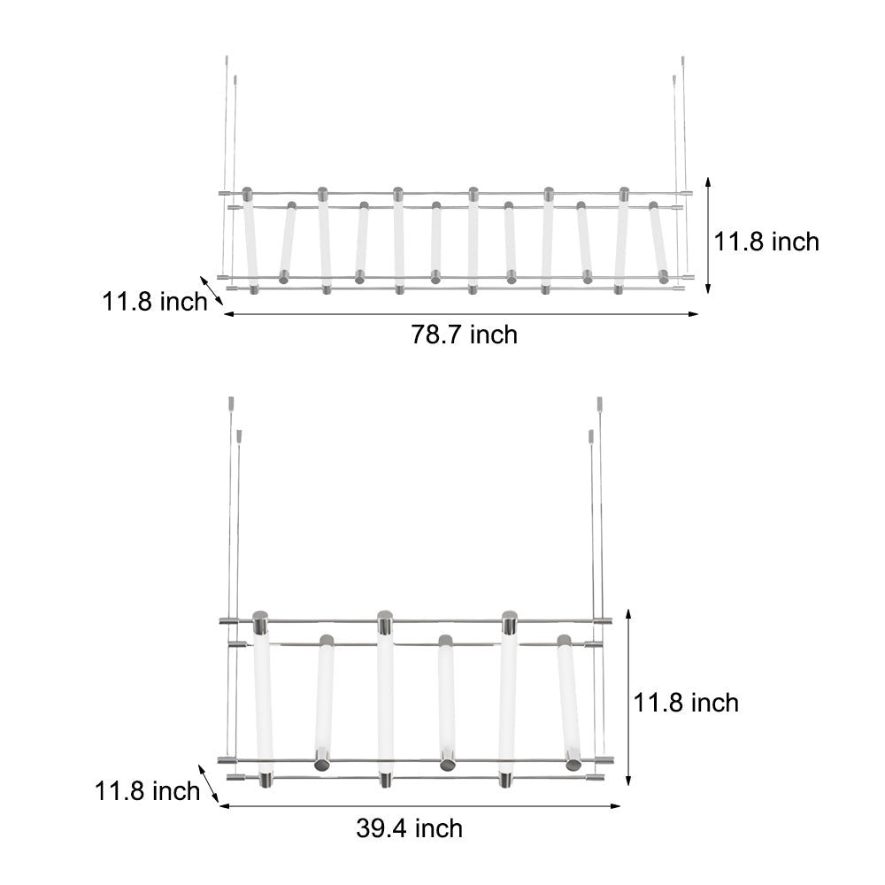 6/12 - Light Acrylic Tube Geometric Long Designer LED Island Pendant Light
