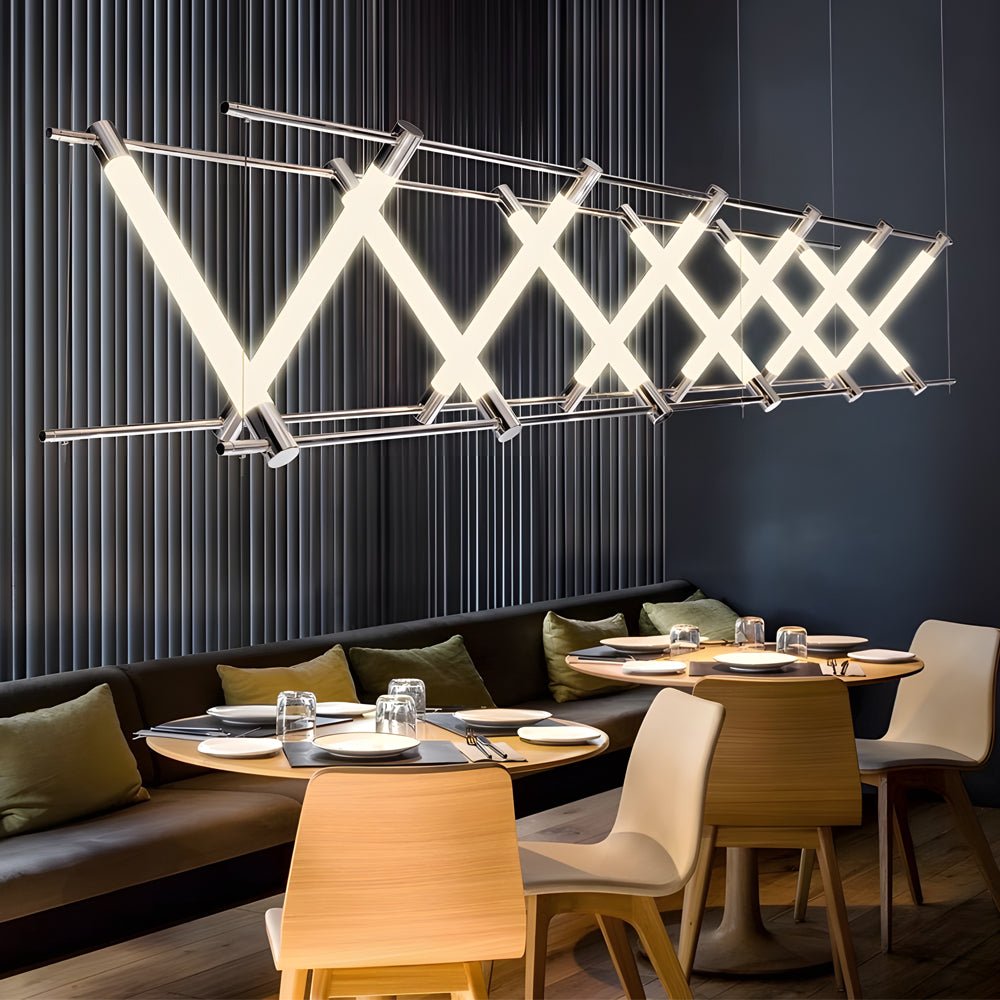 6/12 - Light Acrylic Tube Geometric Long Designer LED Island Pendant Light