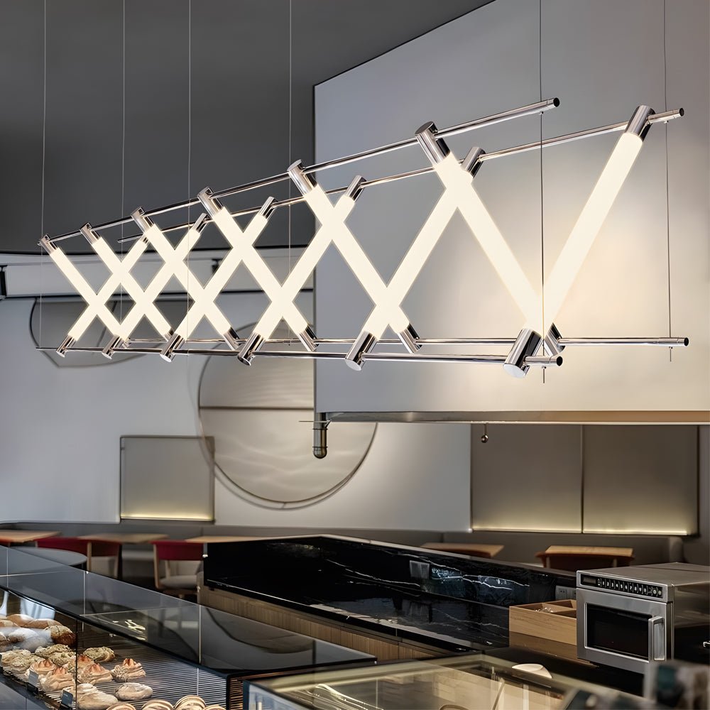 6/12 - Light Acrylic Tube Geometric Long Designer LED Island Pendant Light