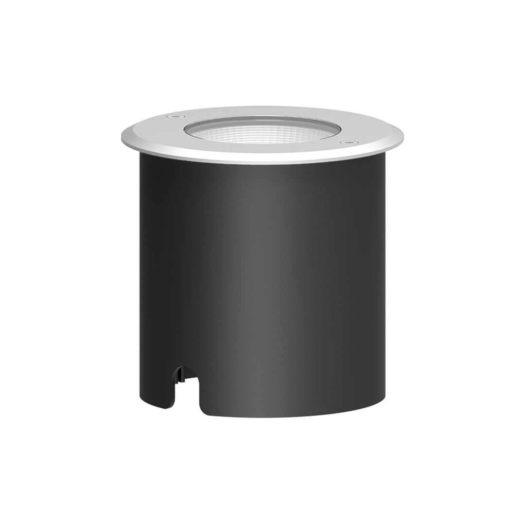 Compact round in-ground fixture with LED array and weather-resistant design for pathway illumination