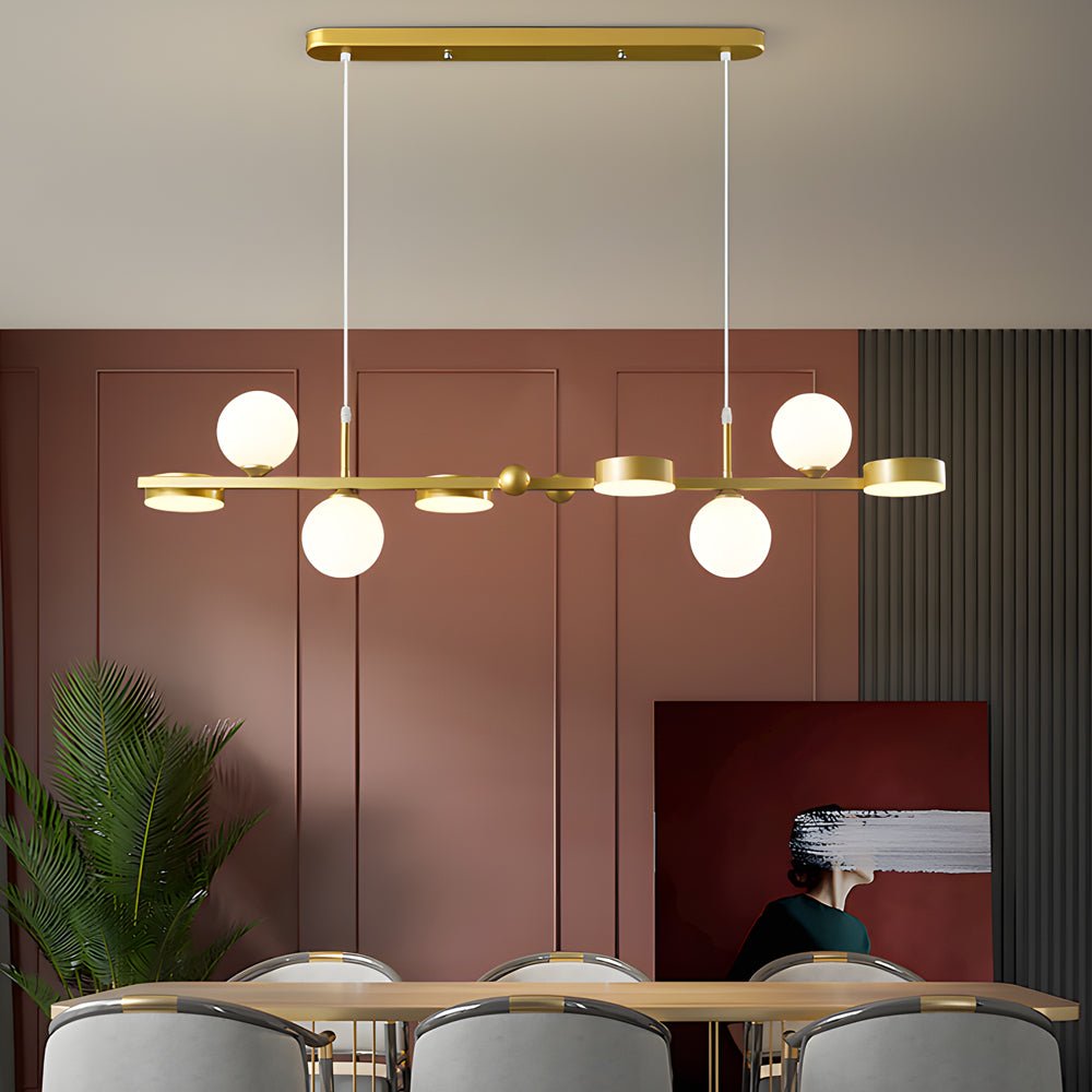 6/8 - Light 3step Dimming Glass Ball LED Long Dining Room Chandelier