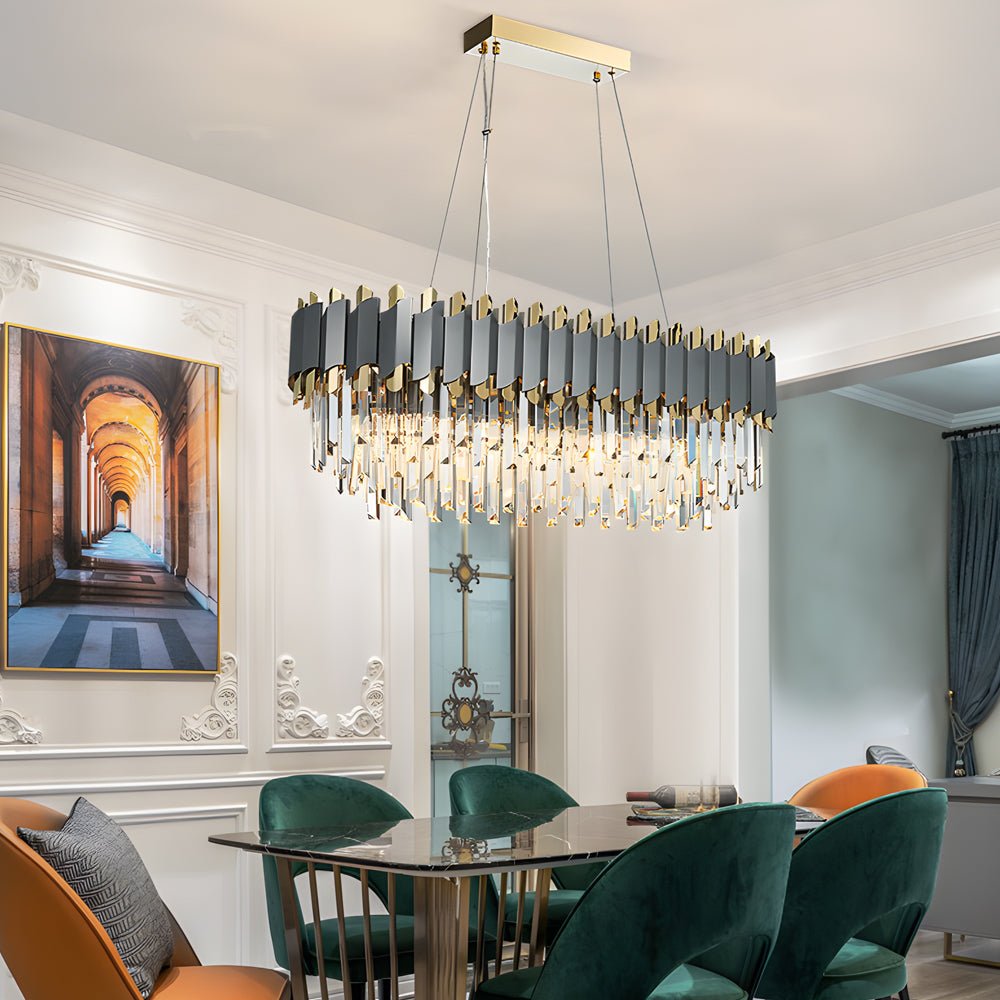 6/8 - Light Crystal Layered Chandelier Dimmable Dining Room Pendant Lighting