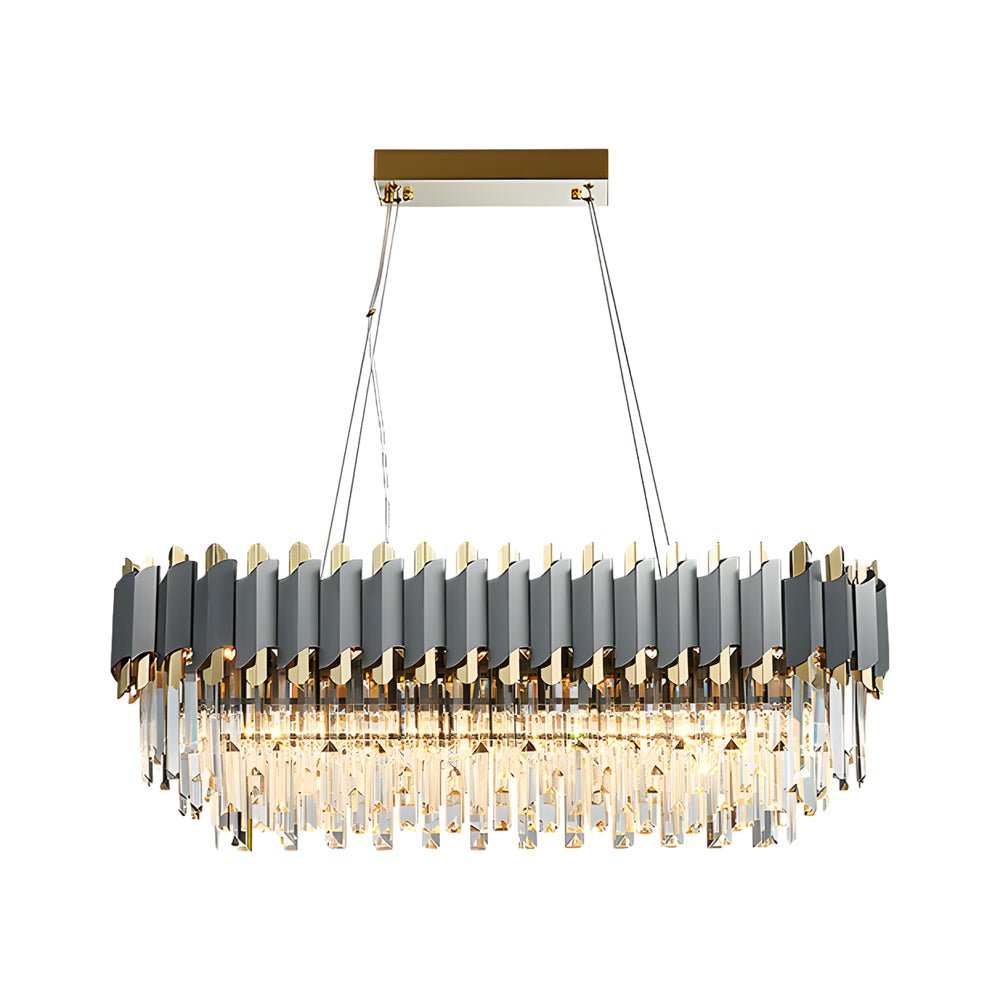 6/8 - Light Crystal Layered Chandelier Dimmable Dining Room Pendant Lighting