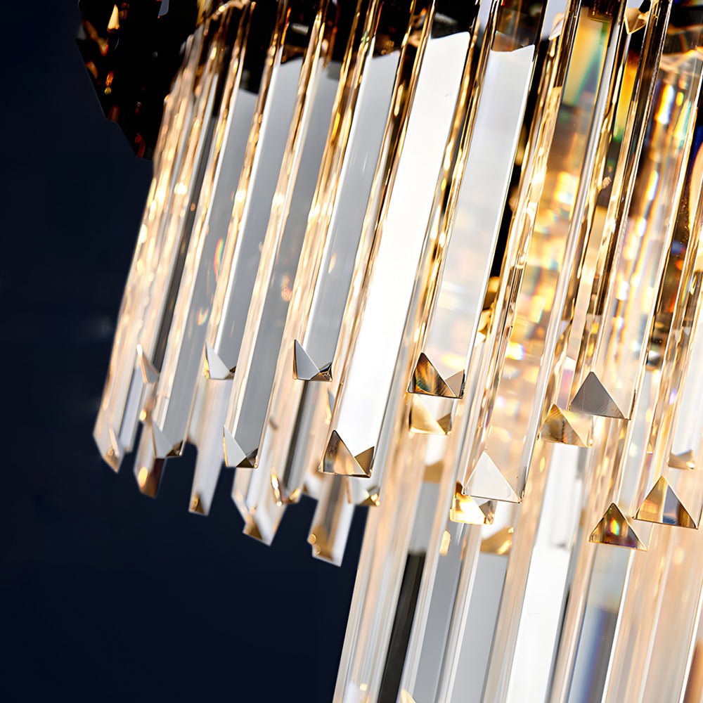 6/8 - Light Crystal Layered Chandelier Dimmable Dining Room Pendant Lighting