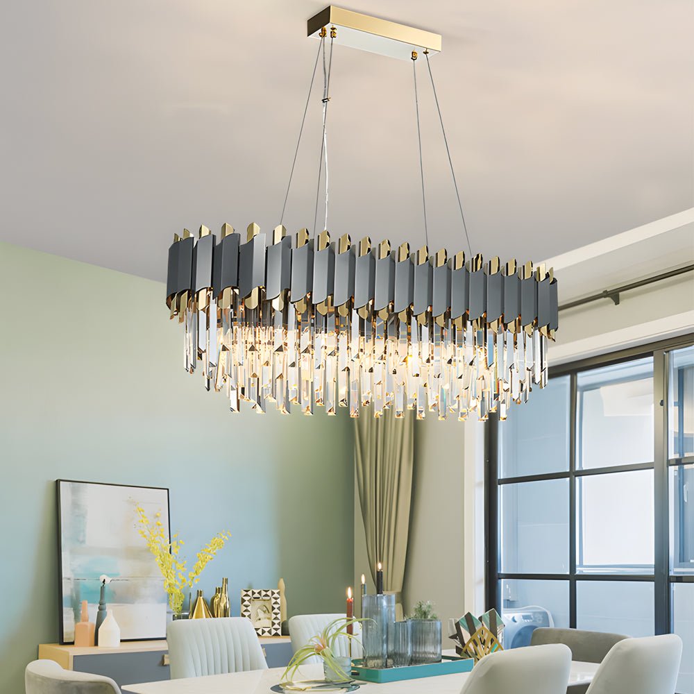6/8 - Light Crystal Layered Chandelier Dimmable Dining Room Pendant Lighting