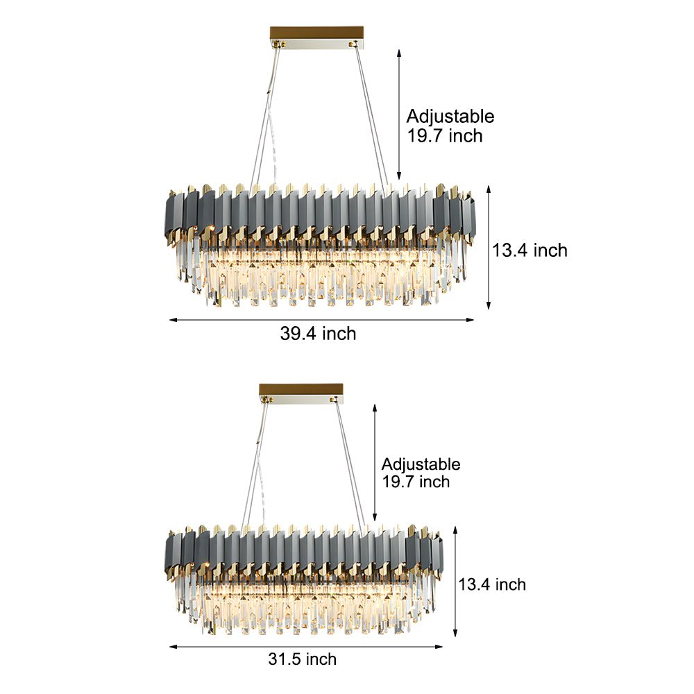 6/8 - Light Crystal Layered Chandelier Dimmable Dining Room Pendant Lighting