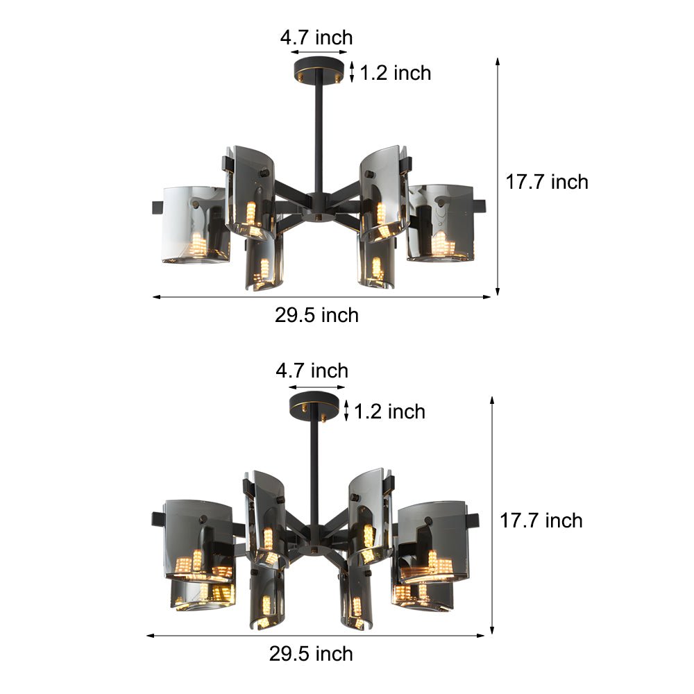 6/8 - Light Dimmable Metallic Electroplated Glass Chandelier Lighting
