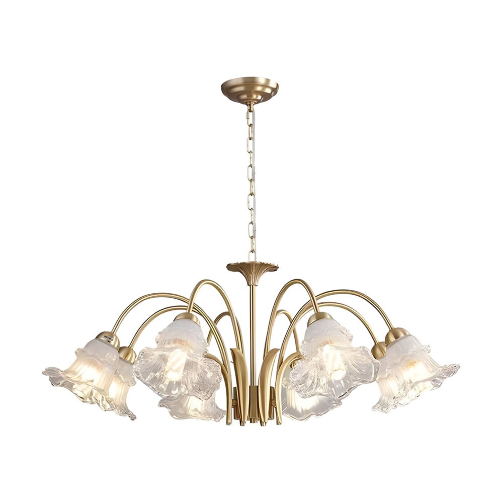 6/8 - Light Glass Lily Chandelier French Pastoral Gold Fixture