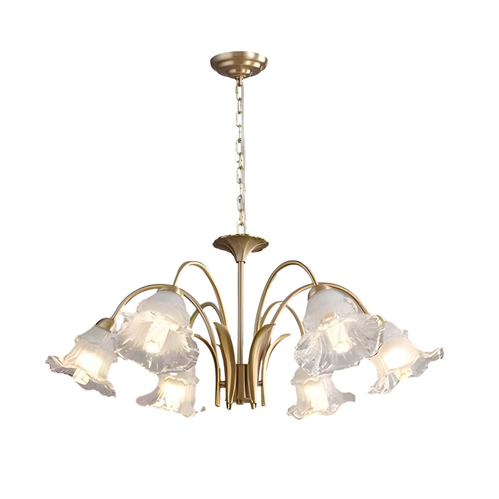 6/8 - Light Glass Lily Chandelier French Pastoral Gold Fixture