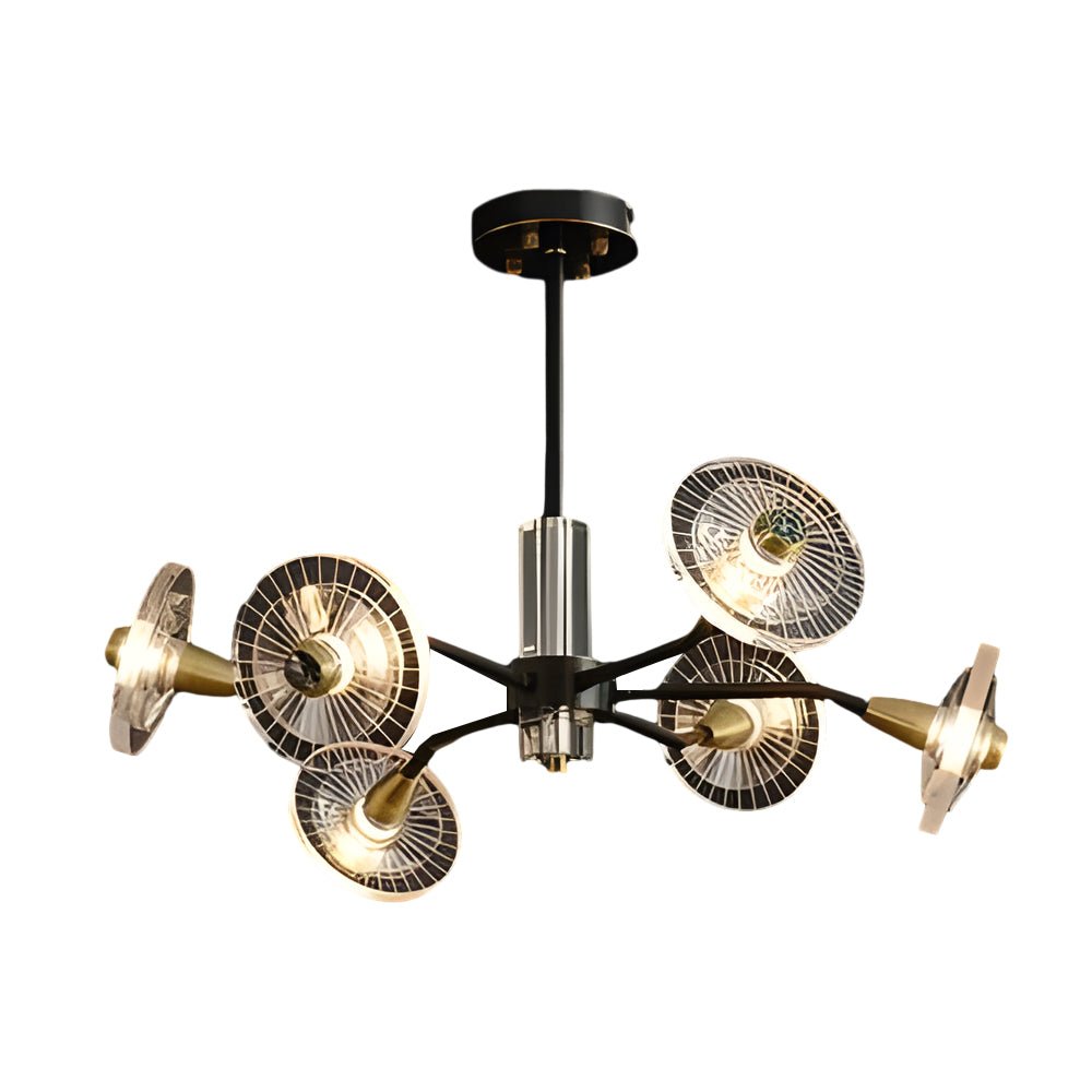 6/8 Lights Flowers Crystal 3 Step Dimming Copper Post - Modern Chandelier