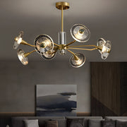 6/8 Lights Flowers Crystal 3 Step Dimming Copper Post - Modern Chandelier