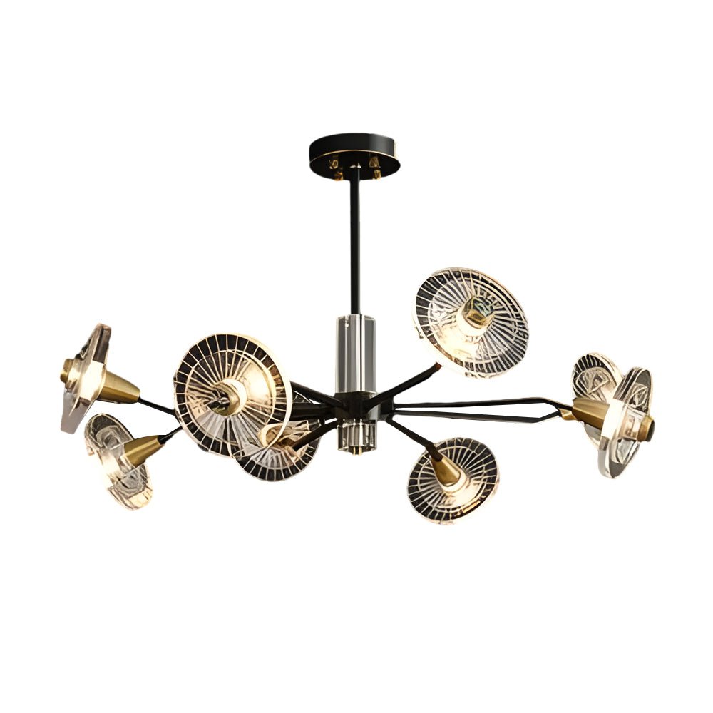 6/8 Lights Flowers Crystal 3 Step Dimming Copper Post - Modern Chandelier