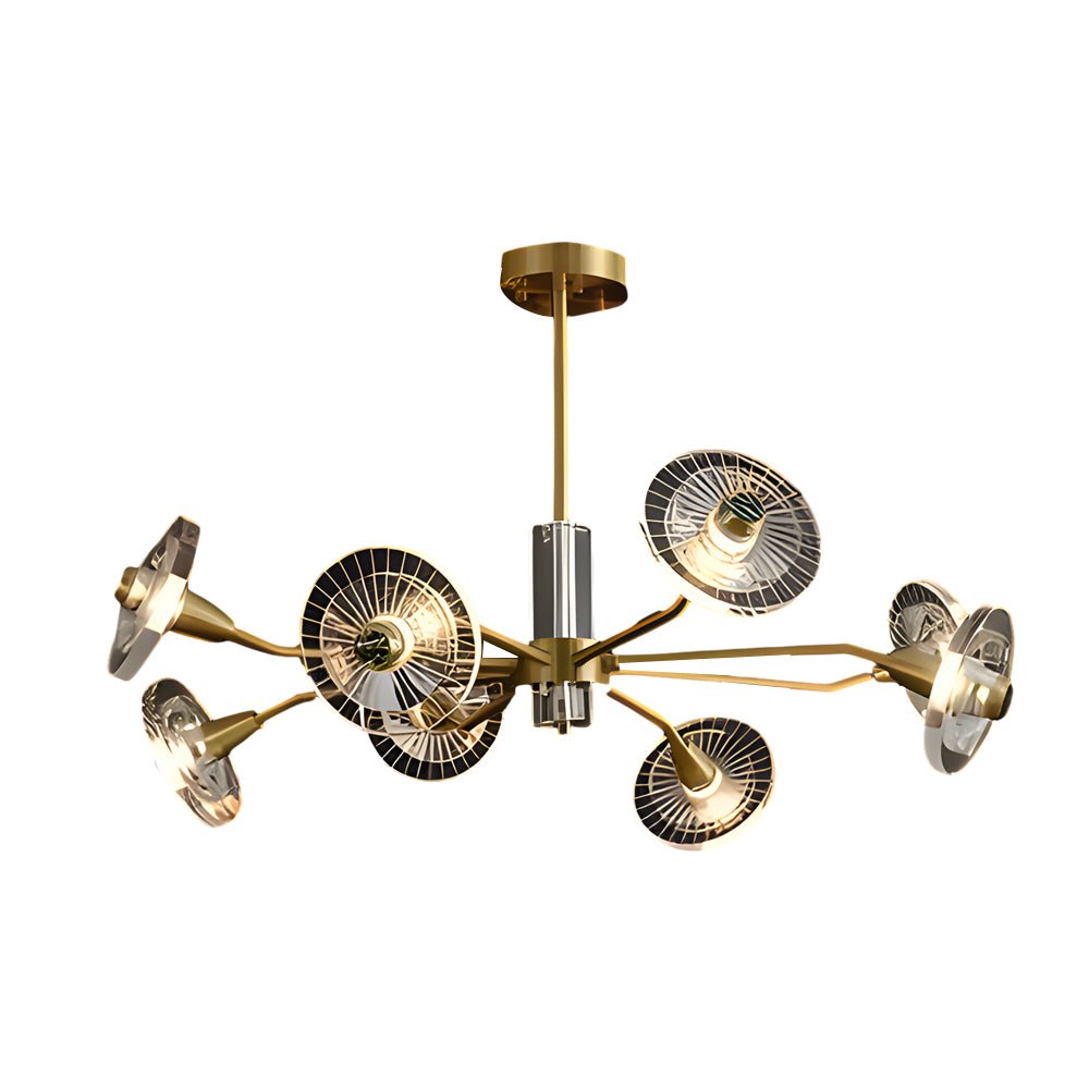 6/8 Lights Flowers Crystal 3 Step Dimming Copper Post - Modern Chandelier