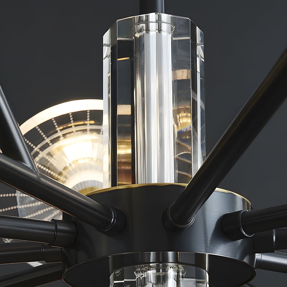 6/8 Lights Flowers Crystal 3 Step Dimming Copper Post - Modern Chandelier