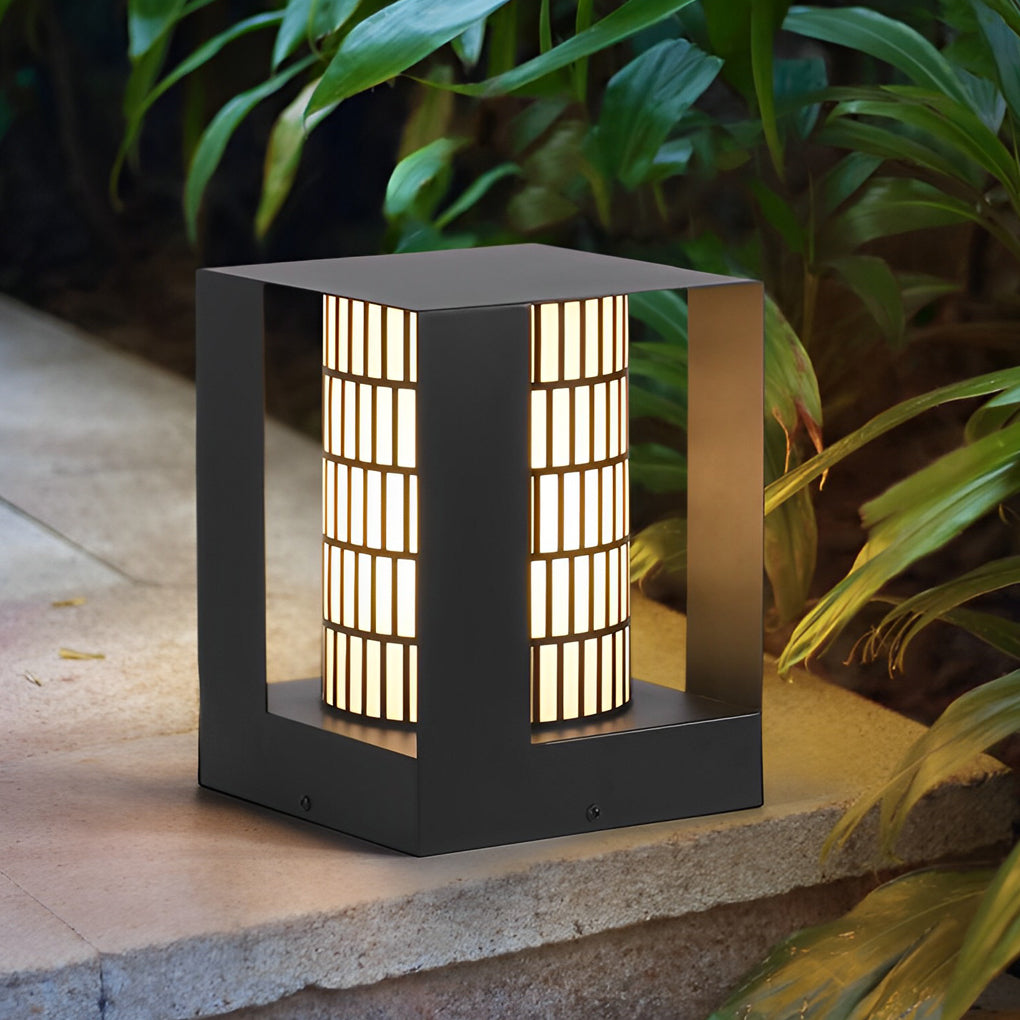 Square Lantern Waterproof LED Black Modern Backyard Landscaping Lights - Dazuma