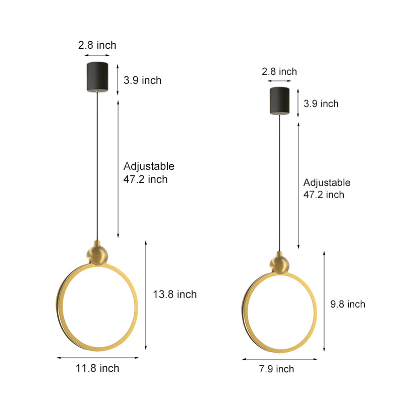 Minimalist Ring 3 Step Dimming LED Aluminum Leather Modern Pendant Lights