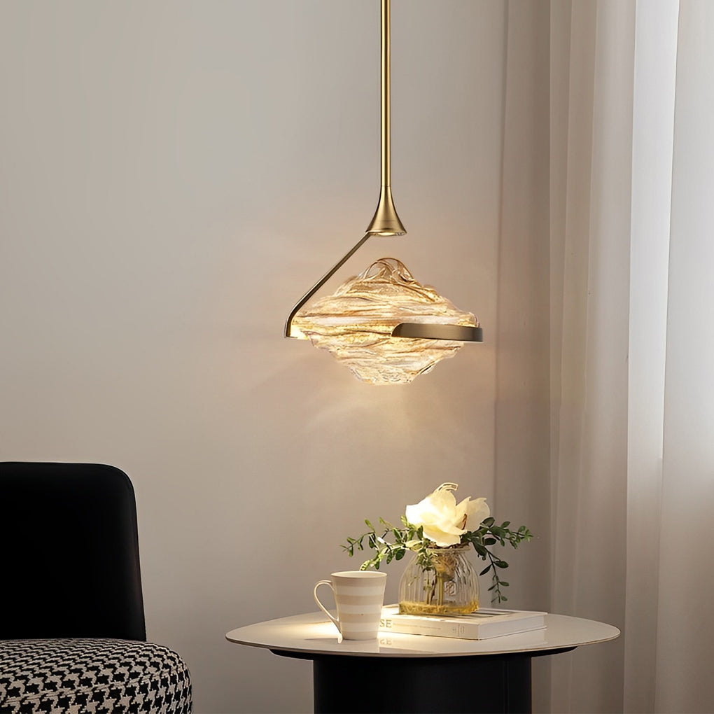 Luxury Creative Glass Ufo Spinning Top LED Modern Bedside Pendant Lights