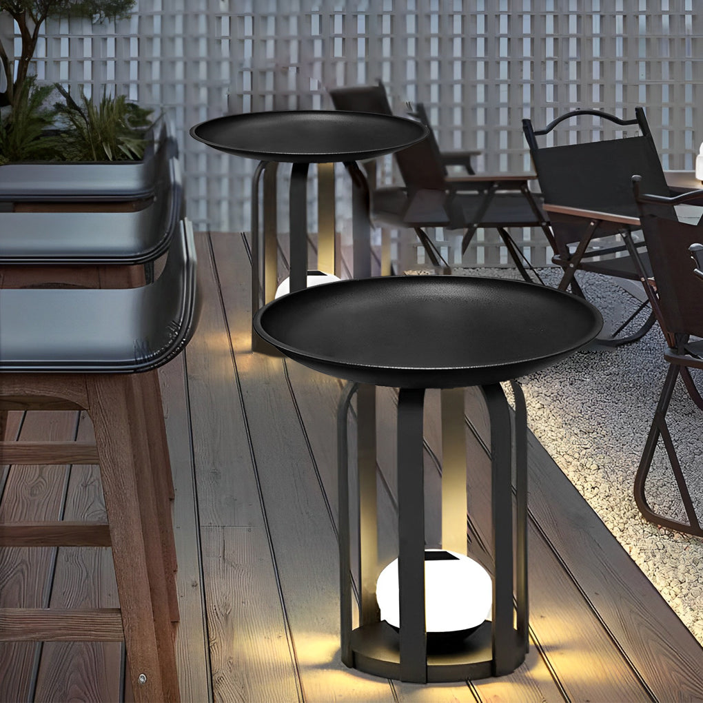 Round RGB Waterproof Flower Stand Tea Table Modern Solar Outdoor Light - Dazuma