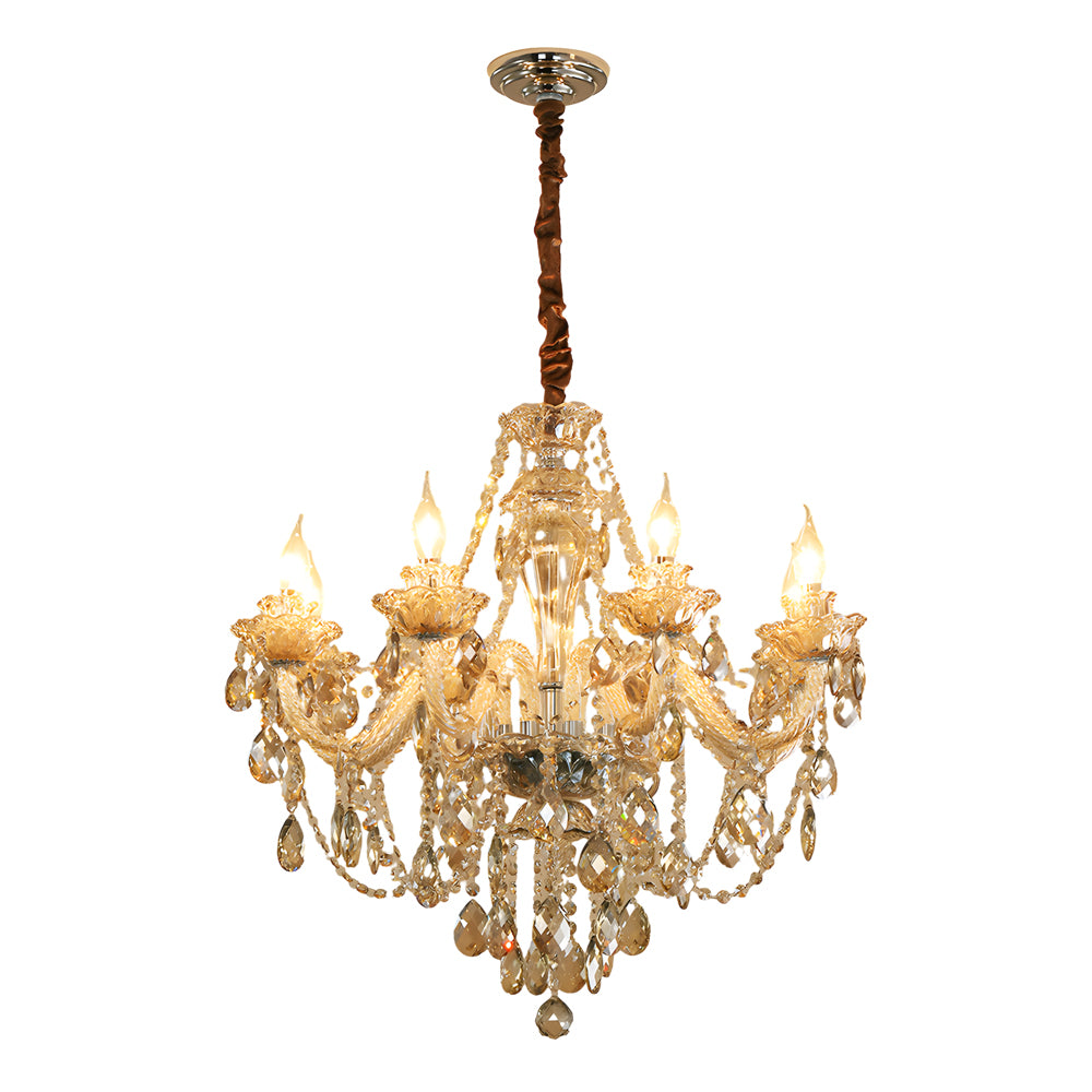 Luxury Glass Crystal Candlelight Retro European Style Chandelier