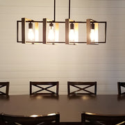 Wood Frame Creative Retro American Style Long Dining Room Chandeliers