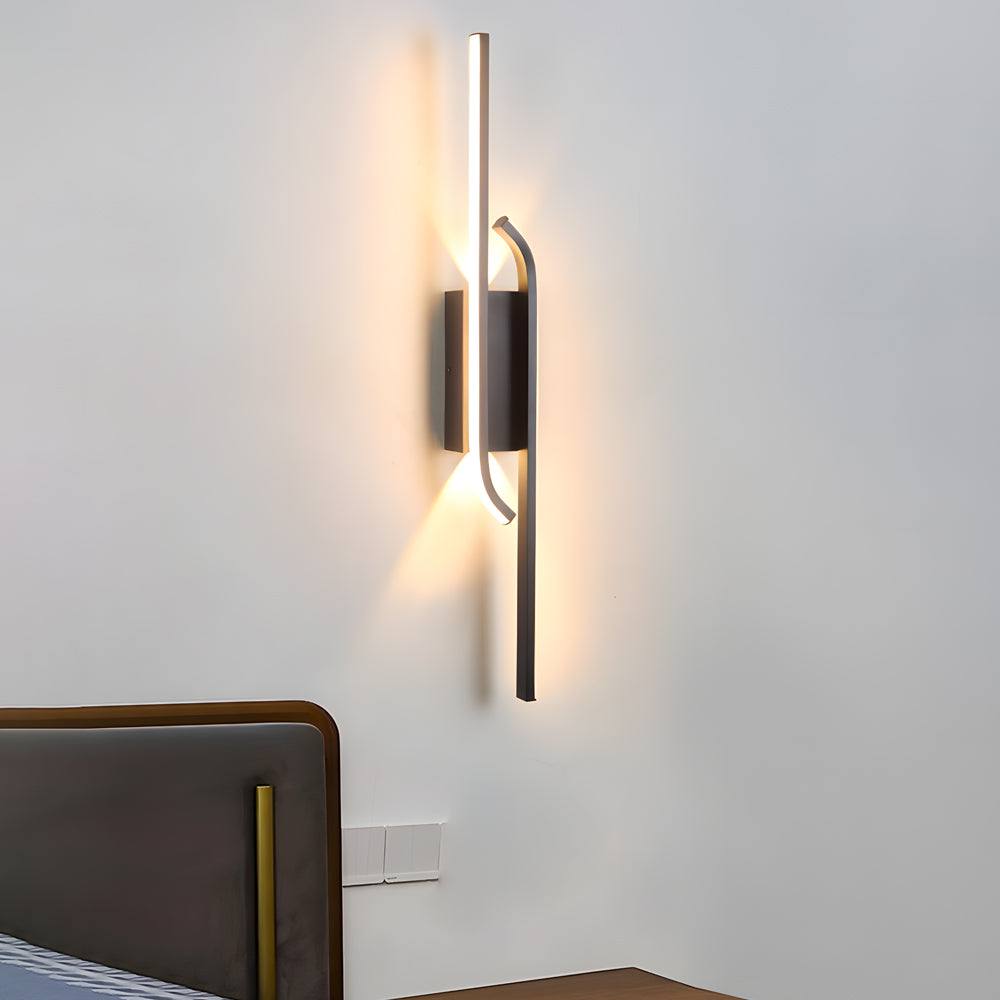 Minimalist Long Strip Aluminum LED Black Nordic Wall Lights Indoor