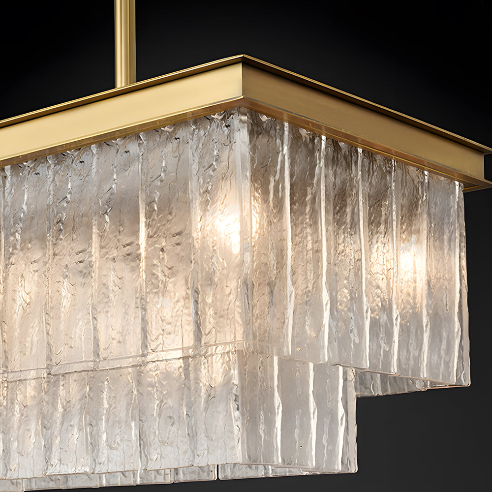 Long Rectangular Double Layer 3 Step Dimming Post-Modern Chandelier