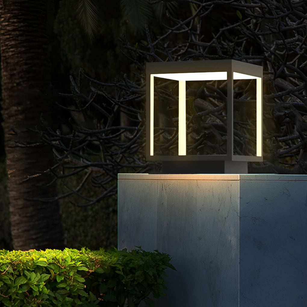 Clearance Sale Square Hallow Frame Waterproof LED Courtyard Solar Post Cap Light