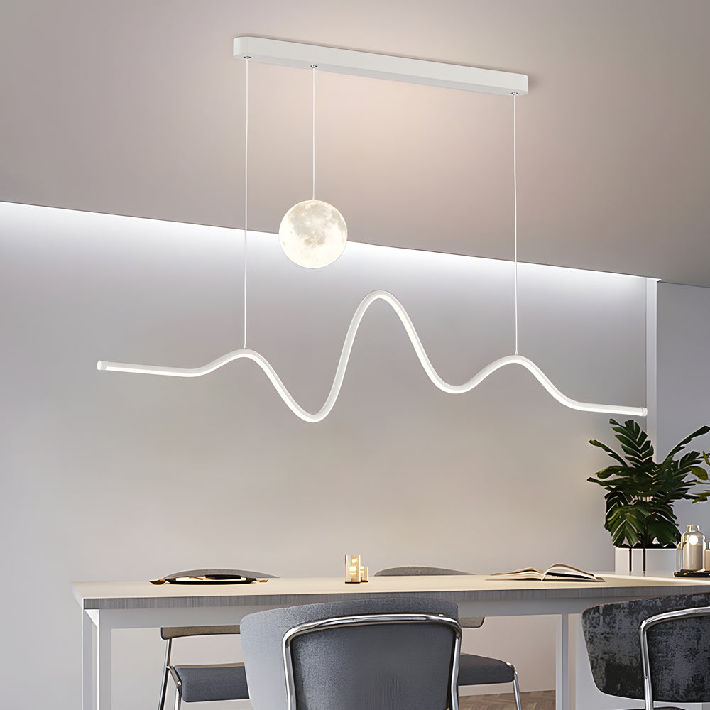 47.24'' Modern Wavy Linear Moon LED Kitchen Island Pendant Light - Dazuma