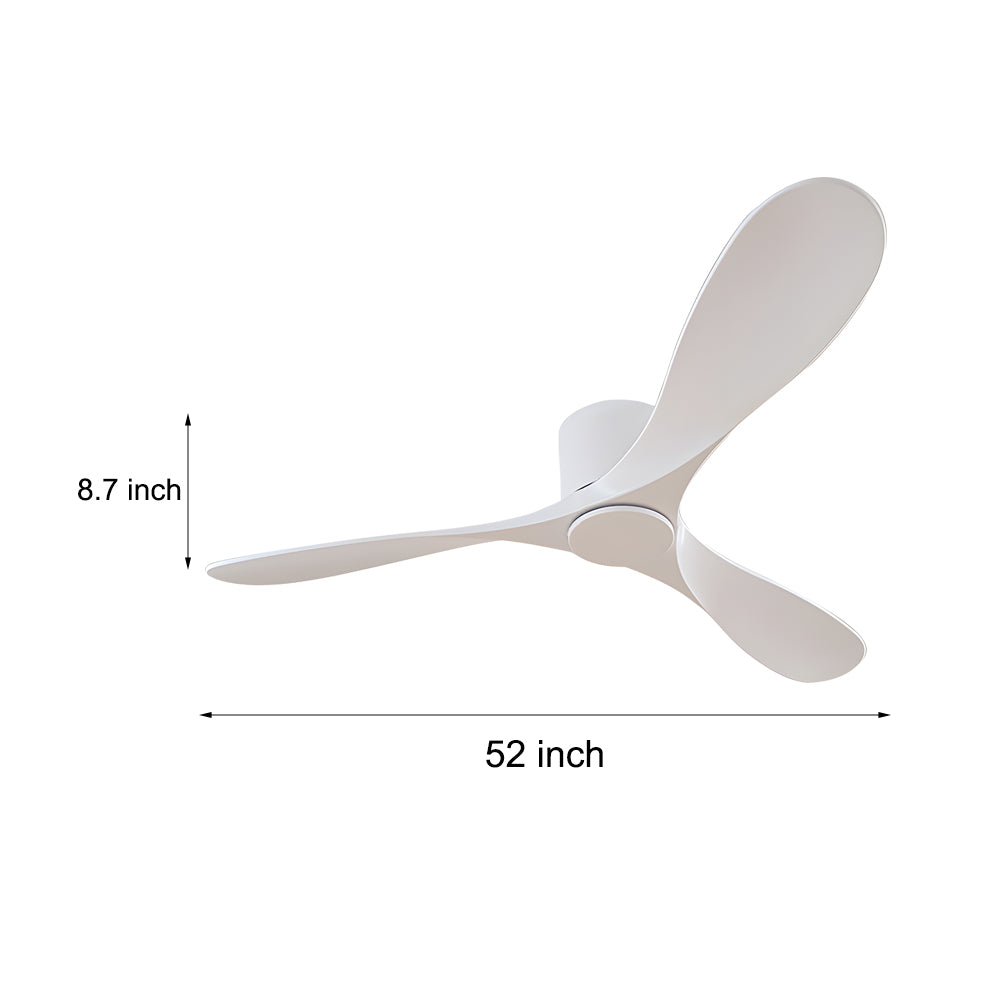 Modern 52-Inch Indoor 3-Blade Low Profile Ceiling Fan - White