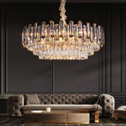 Round Oval Multi layer Crystal Electroplating Metal Modern Chandelier - Dazuma