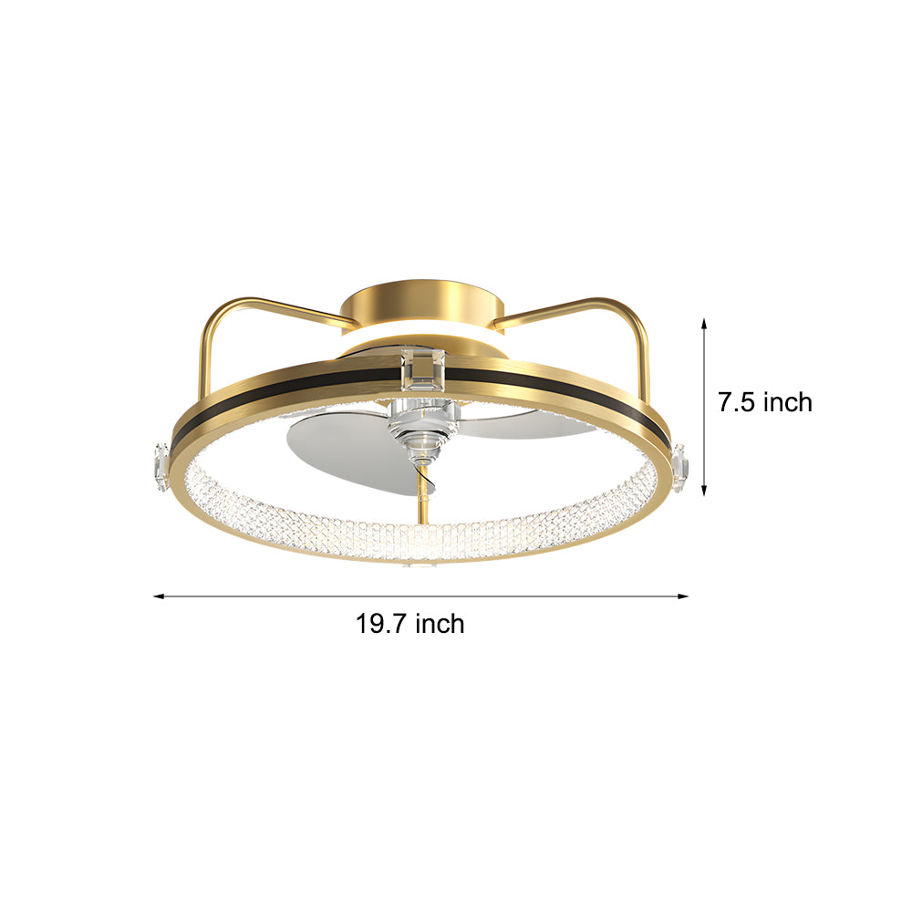 Round Mute Three Step Dimming LED Silent Modern Flush Mount Ceiling Fan