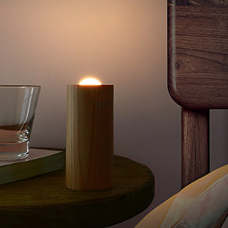 Wood Candlelight USB Rechargeable LED Airflow Control Modern Table Lamp
