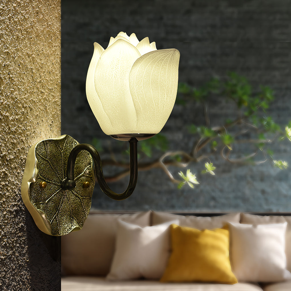 Lotus Flowers Resin Three Step Dimming Creative Modern Wall Lights Fixture