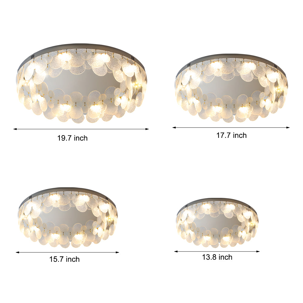 Round Small Glass Seashells 3 Step Dimming Simple Post-Modern Ceiling Lamp
