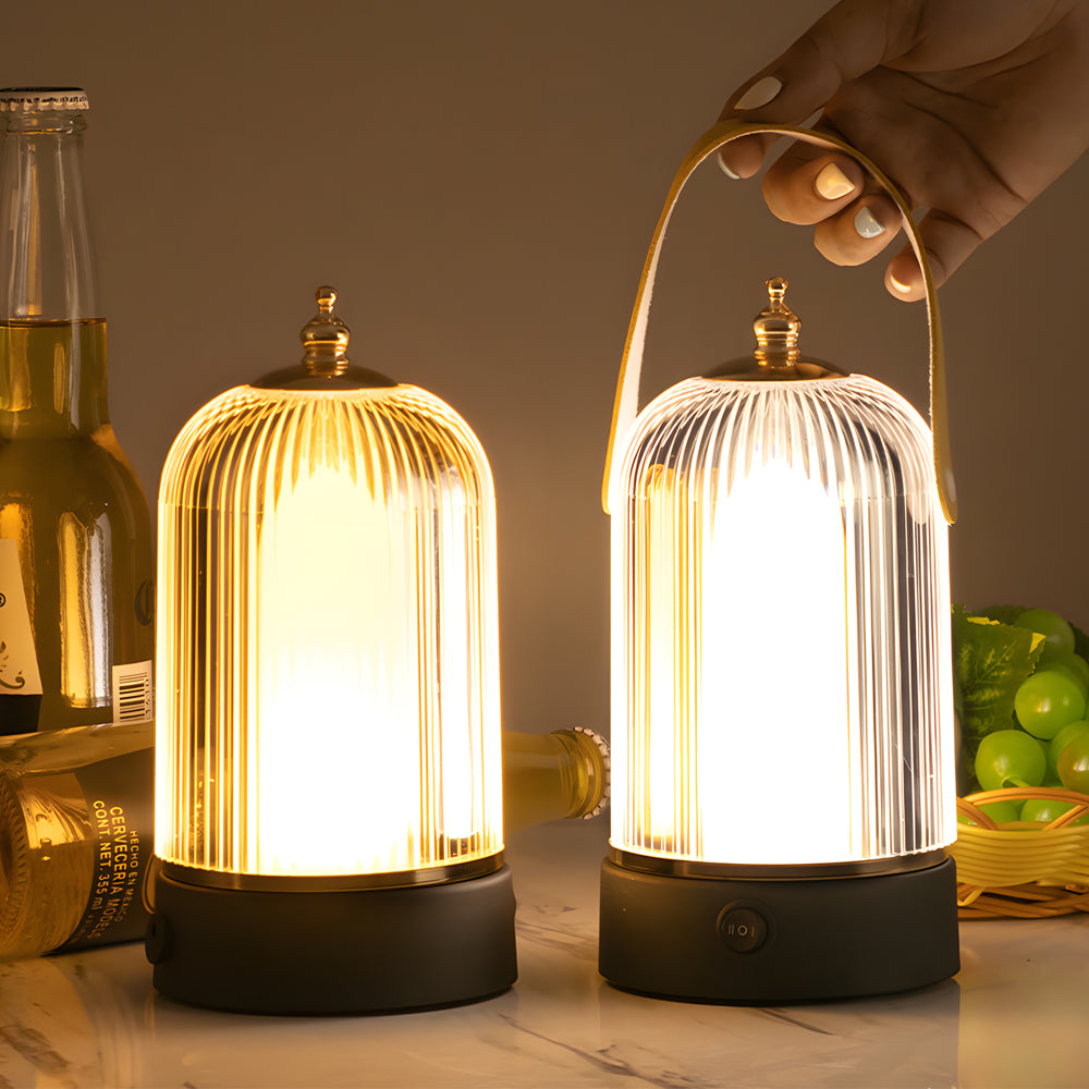 Portable Acrylic Cage Table Lamp LED Warm Desk Lantern
