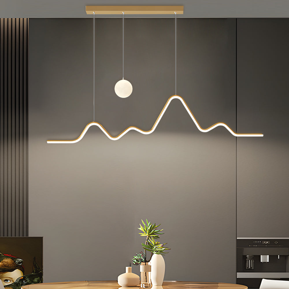 Long Strip Waves Mountain Moon 3 Step Dimming Modern Dining Room Light