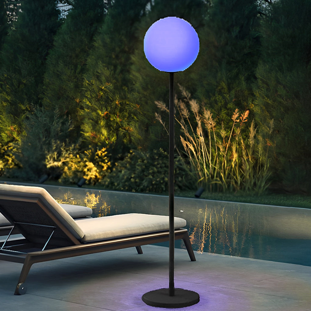 60 Inches RGB 16 Colors Luna LED Globe Floor Lamp with Remote 1-Light PE Standing Lamp