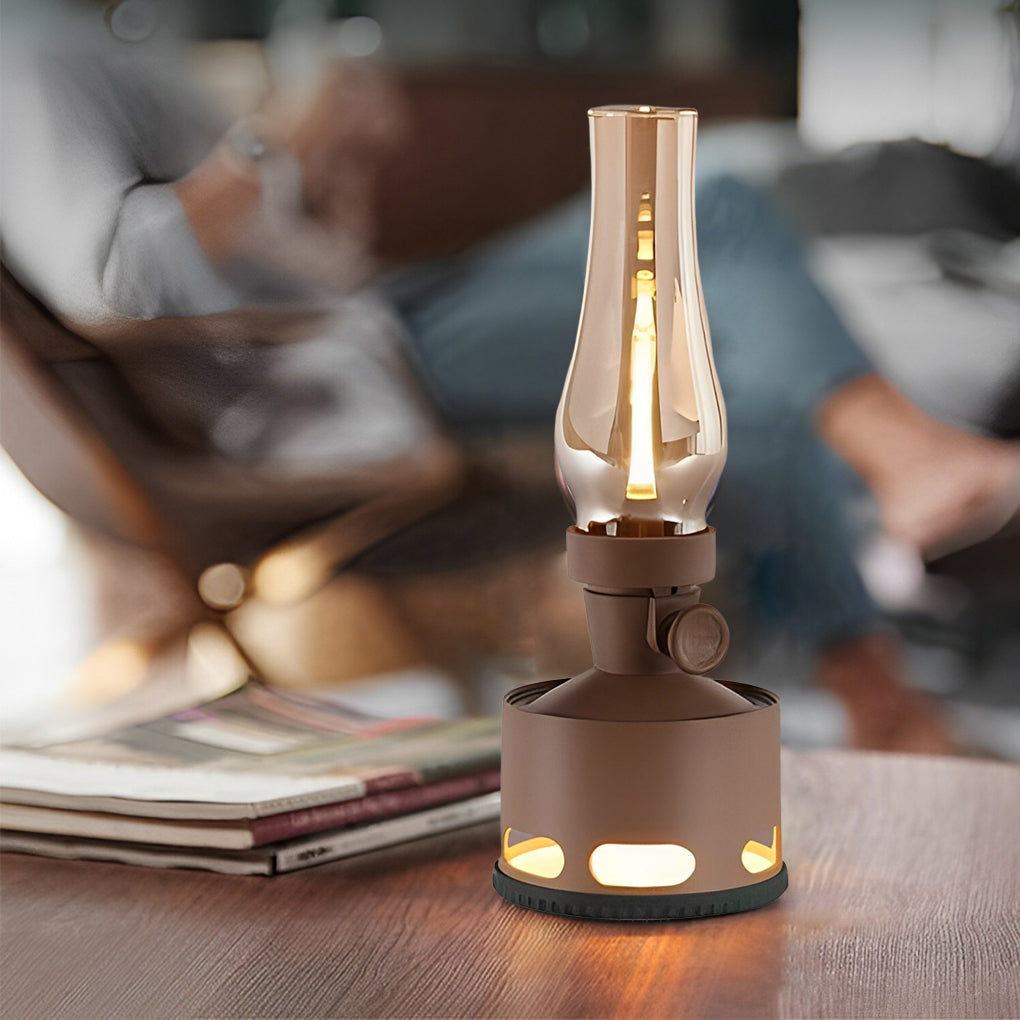 Plastic Retro Rechargeable Lantern Table Lamp LED Built-in Battery Gravity Sensor Night Light