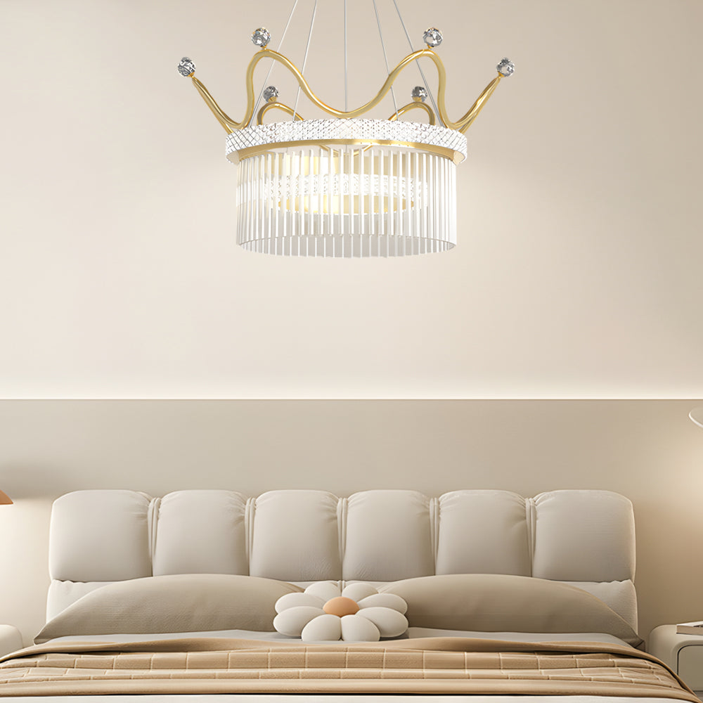 Double Layer Glass Crystal Crowns 3 Step Dimming Luxury Modern Chandelier