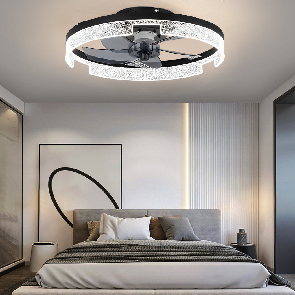 Round Mute Intelligent LED Creative Nordic Bladeless Ceiling Fans Light - Dazuma