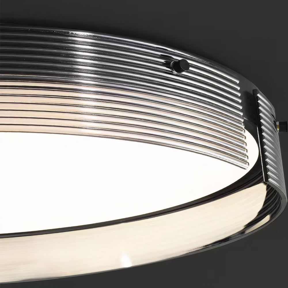 16.5/20.5-in Round Black Stripe Glass LED Flush Mount Light