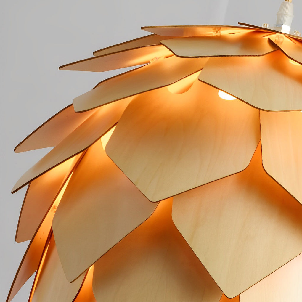 Creative Wood Pine Cones LED Japanese Style Chandelier Pendant Lights