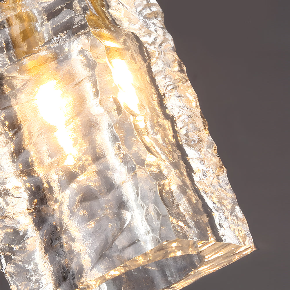 Crystal Cube Brass Pendant Light, 1-Light Copper Rod Kitchen Island Lighting