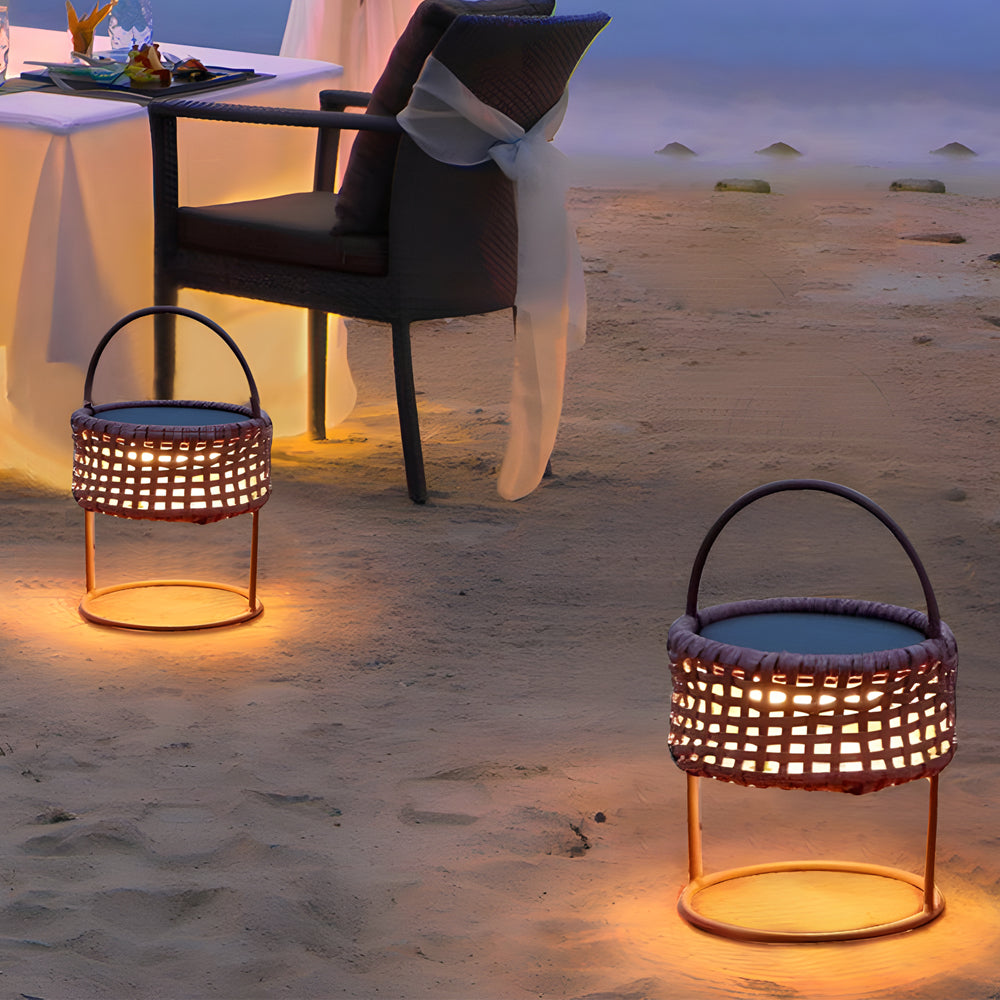 Portable Atmosphere Woven Lantern Waterproof LED Modern Solar Lights