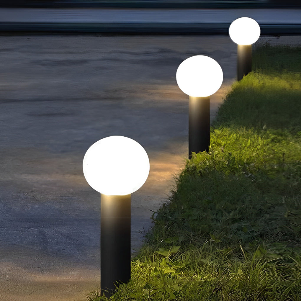 Round Ball Waterproof LED Metal Black Modern Outdoor Pathway Lights