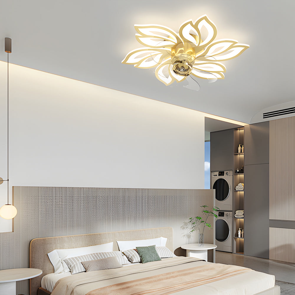 Simple Flowers 3 Step Dimming Modern Low Profile Ceiling Fan with Lights