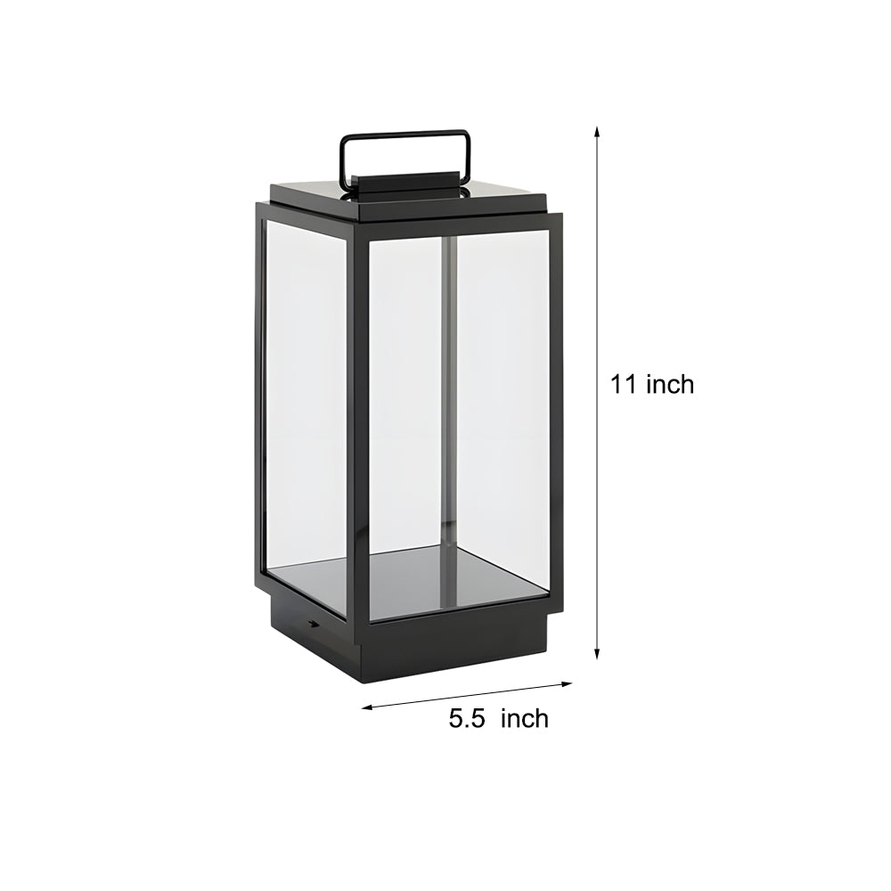 Modern 11-In Glass LED Portable Outdoor Lanterns - Hardwired