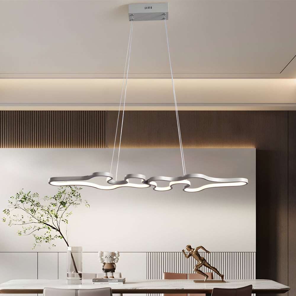 Linear Island Suspended Lighting Fixture: Modern LED Pendant Light for Dining Room