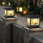 Square Retro Mountain Scenery LED Waterproof Solar Post Caps Lights - Dazuma