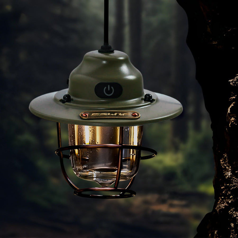 Round LED Waterproof USB Rechargeable Retro Outdoor Light Camping Lamp